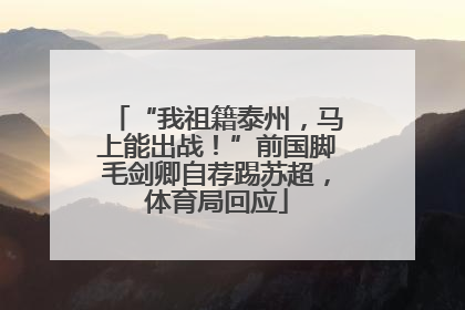 “我祖籍泰州，马上能出战！”前国脚毛剑卿自荐踢苏超，体育局回应
