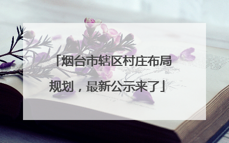 烟台市辖区村庄布局规划，最新公示来了