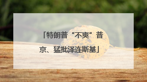 特朗普“不爽”普京、猛批泽连斯基