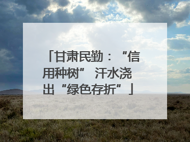 甘肃民勤：“信用种树” 汗水浇出“绿色存折”