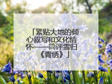 紧贴大地的倾心叙写和文化情怀——简评雪归《青绣》