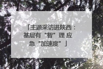 主题采访进陕西：基层有“智”理 应急“加速度”