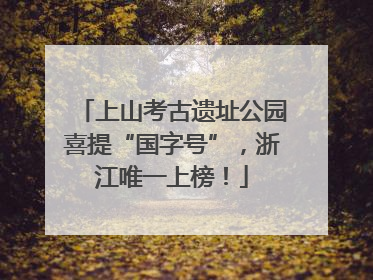上山考古遗址公园喜提“国字号”，浙江唯一上榜！