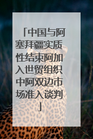 中国与阿塞拜疆实质性结束阿加入世贸组织中阿双边市场准入谈判
