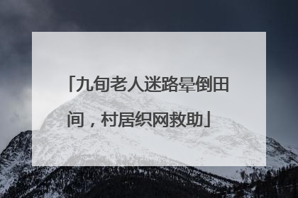 九旬老人迷路晕倒田间，村居织网救助