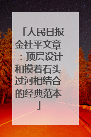 人民日报金社平文章：顶层设计和摸着石头过河相结合的经典范本