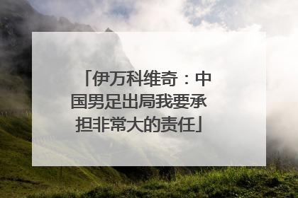 伊万科维奇：中国男足出局我要承担非常大的责任