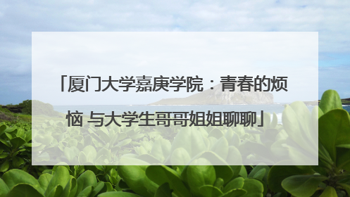 厦门大学嘉庚学院：青春的烦恼 与大学生哥哥姐姐聊聊