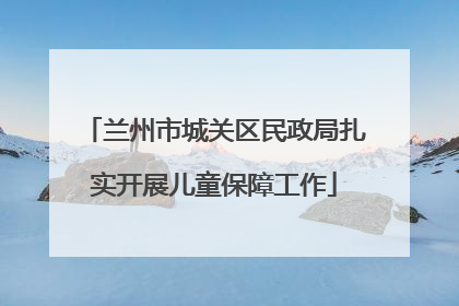 兰州市城关区民政局扎实开展儿童保障工作