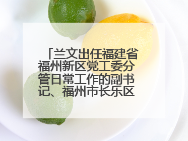 兰文出任福建省福州新区党工委分管日常工作的副书记、福州市长乐区委书记