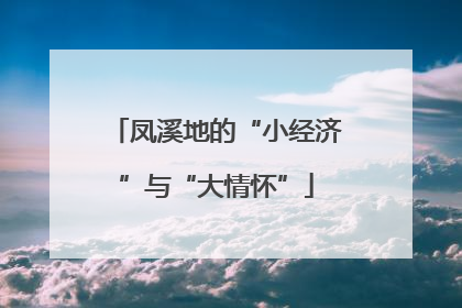 凤溪地的“小经济”与“大情怀”