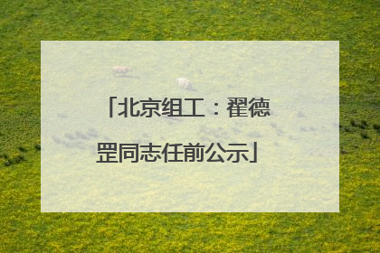 北京组工：翟德罡同志任前公示