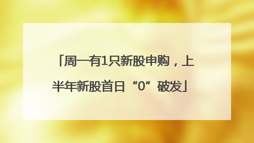 周一有1只新股申购，上半年新股首日“0”破发