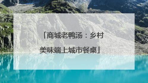 商城老鸭汤：乡村美味端上城市餐桌