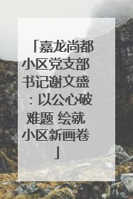 嘉龙尚都小区党支部书记谢文盛：以公心破难题 绘就小区新画卷