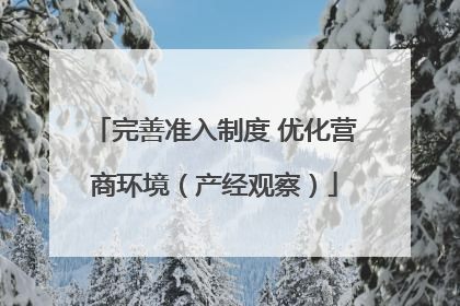 完善准入制度 优化营商环境（产经观察）