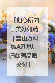 归心所向，美好如麓｜雪山万科城A7地块归麓园品质交付