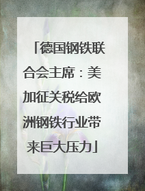 德国钢铁联合会主席：美加征关税给欧洲钢铁行业带来巨大压力