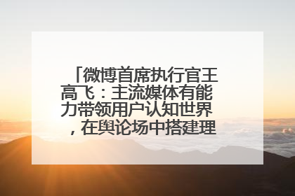 微博首席执行官王高飞：主流媒体有能力带领用户认知世界，在舆论场中搭建理性的讨论空间