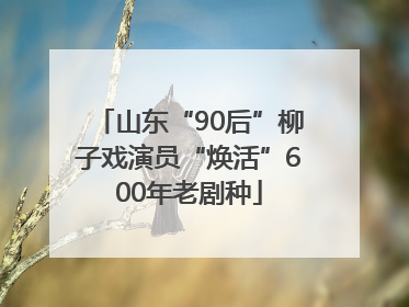 山东“90后”柳子戏演员“焕活”600年老剧种