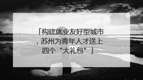 构建就业友好型城市，苏州为青年人才送上四个“大礼包”