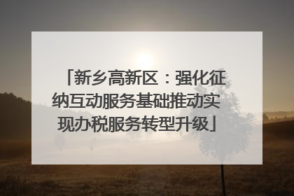 新乡高新区：强化征纳互动服务基础推动实现办税服务转型升级