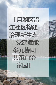 月湖区沿江社区构建治理新生态：党建赋能 多元协同 共筑自治家园