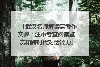 武汉名师解读高考作文题：注重考查阅读鉴赏和跨时代对话能力