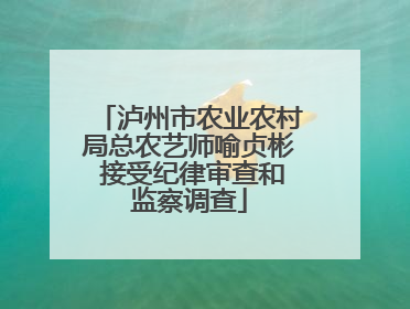 泸州市农业农村局总农艺师喻贞彬 接受纪律审查和监察调查