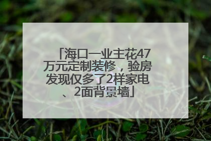 海口一业主花47万元定制装修，验房发现仅多了2样家电、2面背景墙