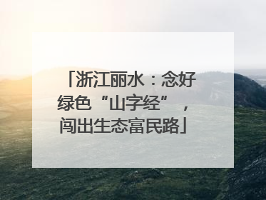 浙江丽水：念好绿色“山字经”，闯出生态富民路