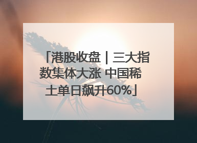 港股收盘｜三大指数集体大涨 中国稀土单日飙升60%