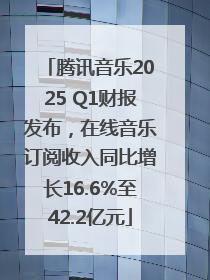 腾讯音乐2025 Q1财报发布，在线音乐订阅收入同比增长16.6%至42.2亿元