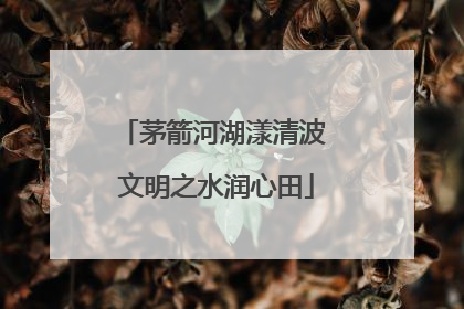 茅箭河湖漾清波 文明之水润心田