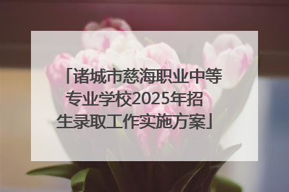 诸城市慈海职业中等专业学校2025年招生录取工作实施方案