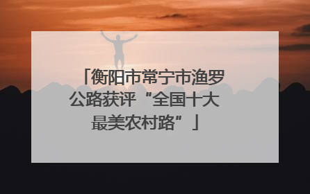衡阳市常宁市渔罗公路获评“全国十大最美农村路”