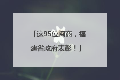 这95位闽商，福建省政府表彰！