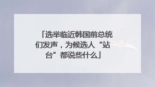 选举临近韩国前总统们发声，为候选人“站台”都说些什么