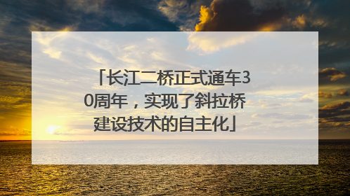 长江二桥正式通车30周年，实现了斜拉桥建设技术的自主化