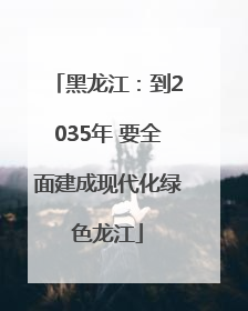 黑龙江：到2035年 要全面建成现代化绿色龙江