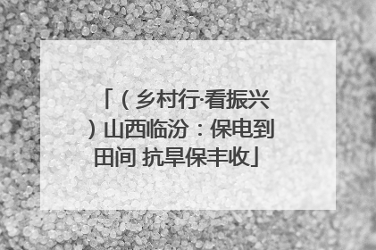 （乡村行·看振兴）山西临汾：保电到田间 抗旱保丰收