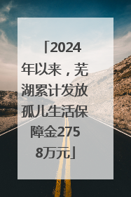 2024年以来,芜湖累计发放孤儿生活保障金2758万元