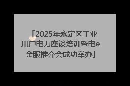 2025年永定区工业用户电力座谈培训暨电e金服推介会成功举办