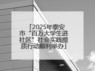 2025年泰安市“百万大学生进社区”社会实践提质行动顺利举办